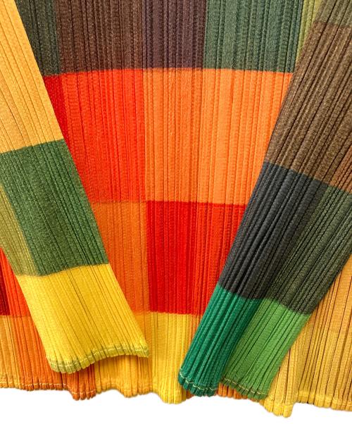 PLEATS PLEASE（プリーツプリーズ）PLEATS PLEASE (プリーツプリーズ) プリーツブラウス イエロー×オレンジ サイズ:3の古着・服飾アイテム