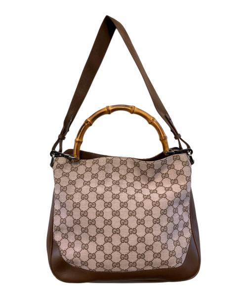 GUCCI（グッチ）GUCCI (グッチ) セミショルダーバッグ ピンク×ブラウンの古着・服飾アイテム