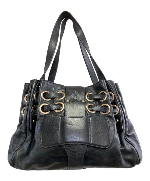 JIMMY CHOO（ジミーチュウ）JIMMY CHOO (ジミーチュウ) トートバッグ ブラック×ゴールドの古着・服飾アイテム