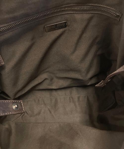 MIU MIU（ミュウミュウ）MIU MIU (ミュウミュウ) ベロアプロントバッグ ブラウン×ブルーの古着・服飾アイテム