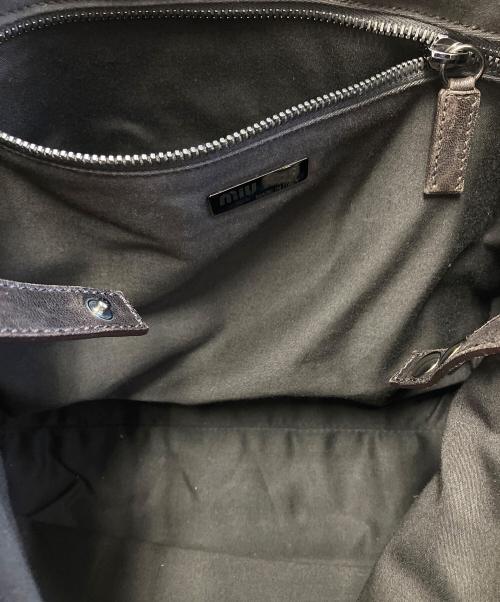 MIU MIU（ミュウミュウ）MIU MIU (ミュウミュウ) ベロアプロントバッグ ブラウン×ブルーの古着・服飾アイテム