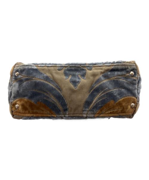 MIU MIU（ミュウミュウ）MIU MIU (ミュウミュウ) ベロアプロントバッグ ブラウン×ブルーの古着・服飾アイテム