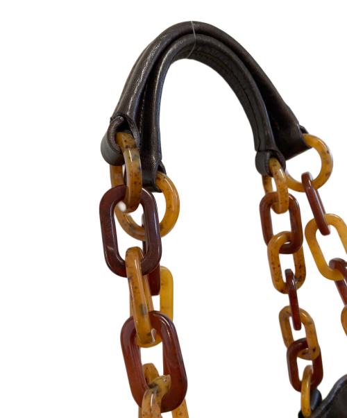 MIU MIU（ミュウミュウ）MIU MIU (ミュウミュウ) ベロアプロントバッグ ブラウン×ブルーの古着・服飾アイテム