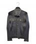 PLEATS PLEASE（プリーツプリーズ）の古着「デニム転写プリントステッチジャケット」｜ブラック