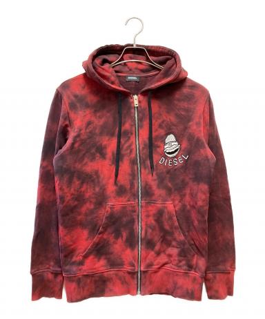 中古・古着通販】DIESEL (ディーゼル) ジップパーカー ブラック×レッド
