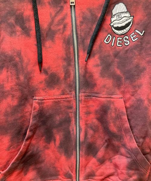 DIESEL（ディーゼル）DIESEL (ディーゼル) ジップパーカー ブラック×レッド サイズ:S 未使用品の古着・服飾アイテム