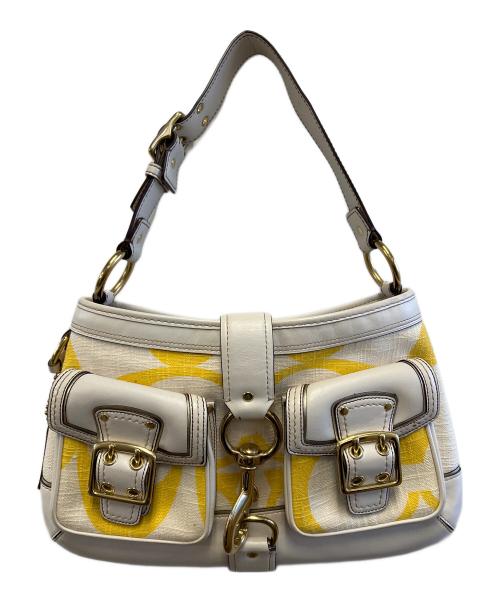 COACH（コーチ）COACH (コーチ) ハンドバッグ ホワイト×イエローの古着・服飾アイテム