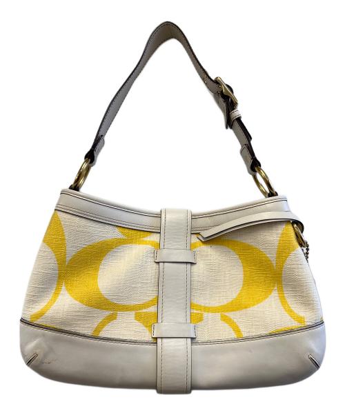 COACH（コーチ）COACH (コーチ) ハンドバッグ ホワイト×イエローの古着・服飾アイテム