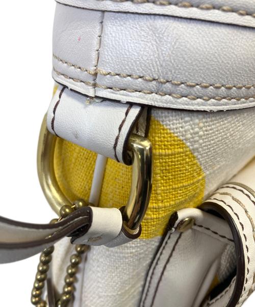COACH（コーチ）COACH (コーチ) ハンドバッグ ホワイト×イエローの古着・服飾アイテム