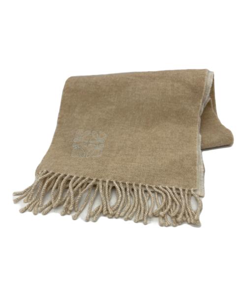 LOEWE（ロエベ）LOEWE (ロエベ) フリンジマフラー ベージュ×アイボリーの古着・服飾アイテム