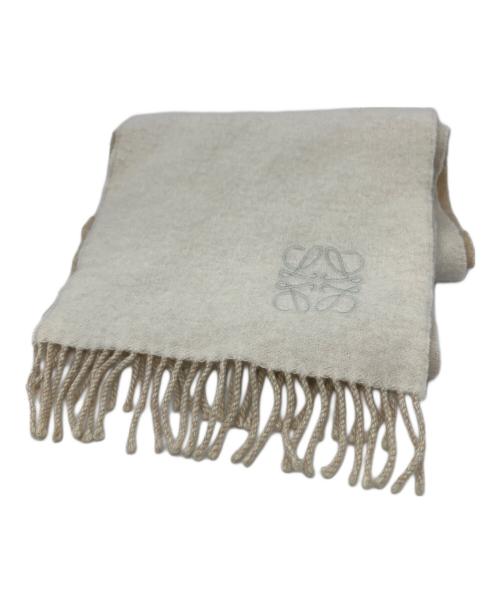 LOEWE（ロエベ）LOEWE (ロエベ) フリンジマフラー ベージュ×アイボリーの古着・服飾アイテム