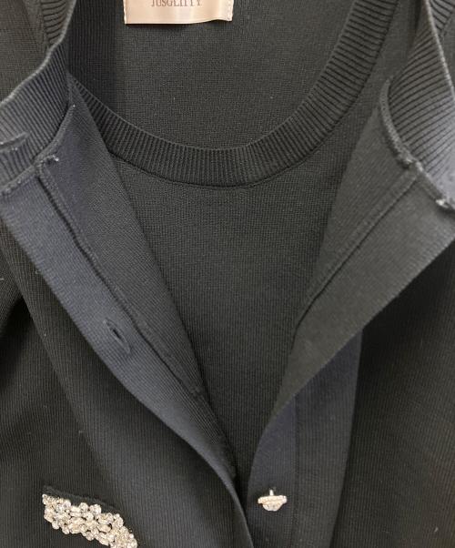 JUSGLITTY（ジャスグリッティー）JUSGLITTY (ジャスグリッティー) 薄手カーディガン ブラック サイズ:2の古着・服飾アイテム