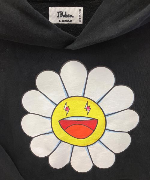 J.BALVIN（J．バルヴィン）J.BALVIN (J．バルヴィン) TAKASHI MURAKAMI (タカシ ムラカミ) プルオーバーパーカー ブラック サイズ:Lの古着・服飾アイテム