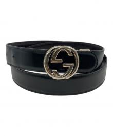 GUCCI（グッチ）の古着「インターロッキングレザーベルト」｜ブラック