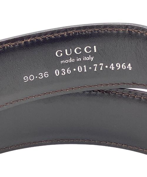 GUCCI（グッチ）GUCCI (グッチ) インターロッキングレザーベルト ブラックの古着・服飾アイテム