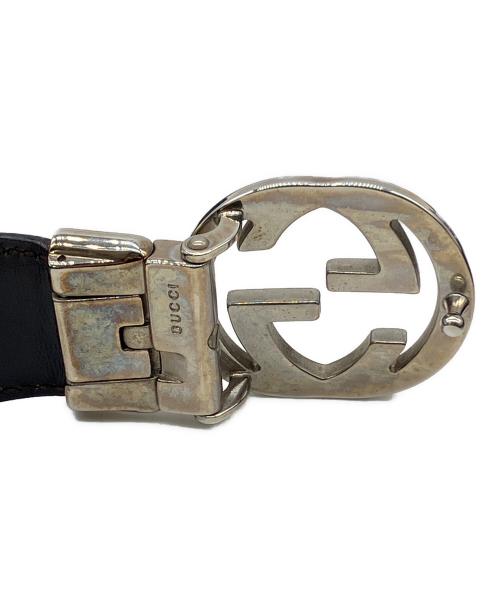 GUCCI（グッチ）GUCCI (グッチ) インターロッキングレザーベルト ブラックの古着・服飾アイテム
