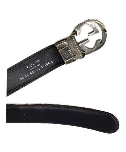 GUCCI（グッチ）GUCCI (グッチ) インターロッキングレザーベルト ブラックの古着・服飾アイテム