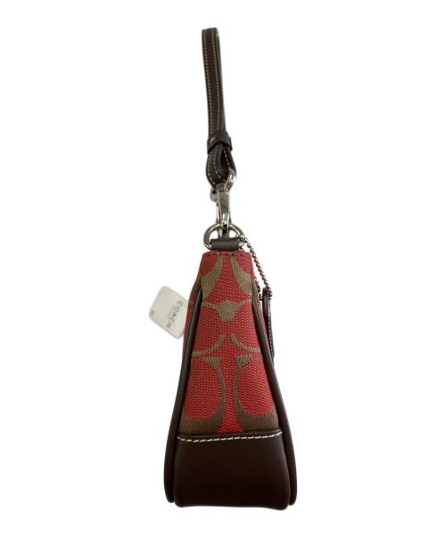 COACH（コーチ）COACH (コーチ) ハンドポーチ レッド×ブラウンの古着・服飾アイテム
