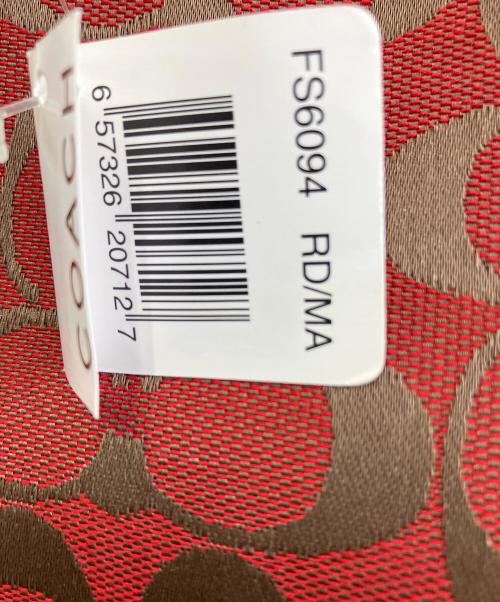 COACH（コーチ）COACH (コーチ) ハンドポーチ レッド×ブラウンの古着・服飾アイテム