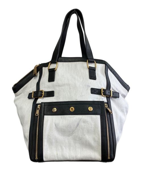 Yves Saint Laurent Rive Gauche（イヴ・サンローラン リヴ・ゴーシュ）Yves Saint Laurent Rive Gauche (イヴ・サンローラン リヴ・ゴーシュ) ハンドバッグ ホワイト×ブラックの古着・服飾アイテム
