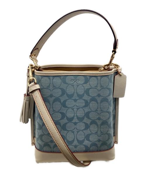 COACH（コーチ）COACH (コーチ) モリーバケット バッグ ベージュ×ブルーの古着・服飾アイテム