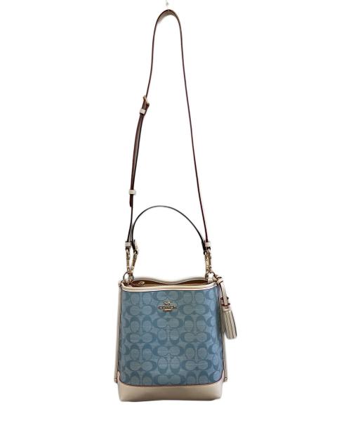 COACH（コーチ）COACH (コーチ) モリーバケット バッグ ベージュ×ブルーの古着・服飾アイテム