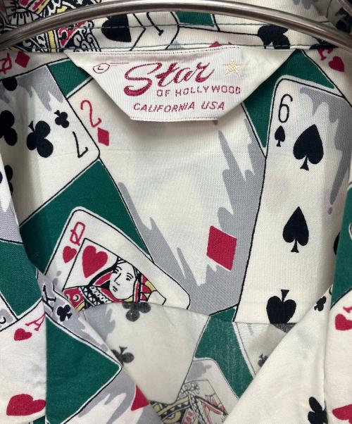Star OF HOLLYWOOD（スターオブハリウッド）Star OF HOLLYWOOD (スターオブハリウッド) 半袖シャツ グリーン×ホワイト サイズ:Lの古着・服飾アイテム