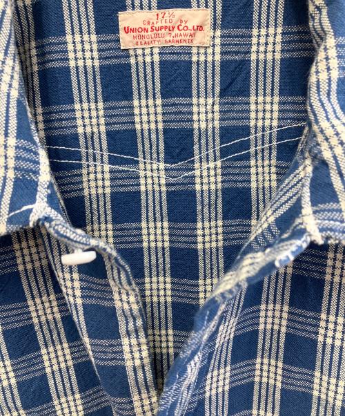 UNION SUPPLY（ユニオンサプライ）UNION SUPPLY (ユニオンサプライ) Sun Surf (サンサーフ) 長袖シャツ ブルー サイズ:17 1/2の古着・服飾アイテム