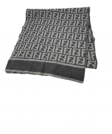 フェンディ　FENDI マフラー　グレー×ブラック 未使用品　タグ付き 中古・古着通販】FENDI (フェンディ) マフラー ブラック×グレー サイズ