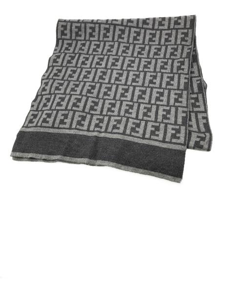 FENDI（フェンディ）FENDI (フェンディ) マフラー ブラック×グレー サイズ:50 USA16の古着・服飾アイテム