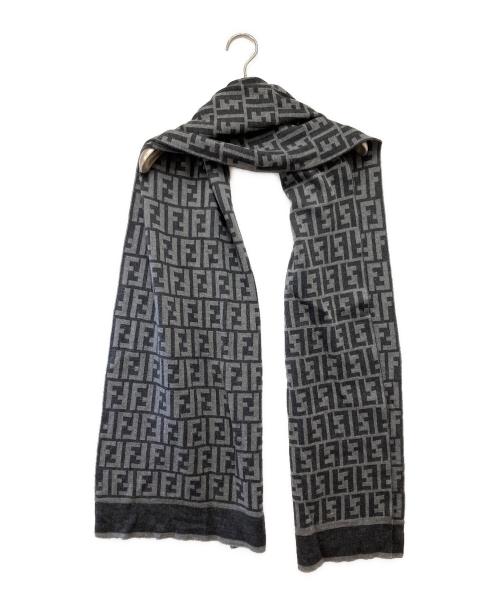 FENDI（フェンディ）FENDI (フェンディ) マフラー ブラック×グレー サイズ:50 USA16の古着・服飾アイテム