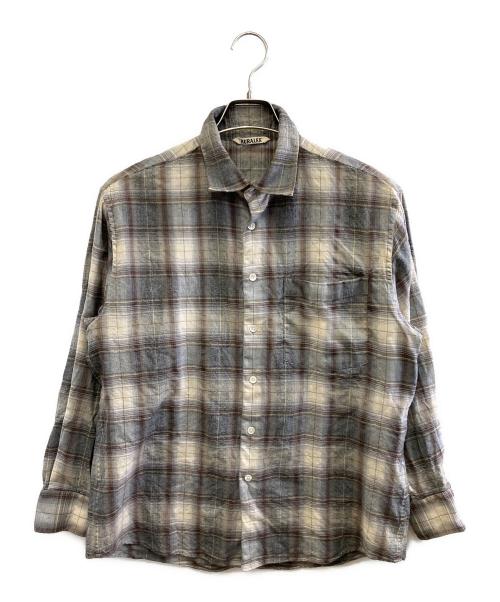 AURALEE（オーラリー）AURALEE (オーラリー) SUPER LIGHT WOOL CHECK SHIRT ベージュ×グレー サイズ:3の古着・服飾アイテム