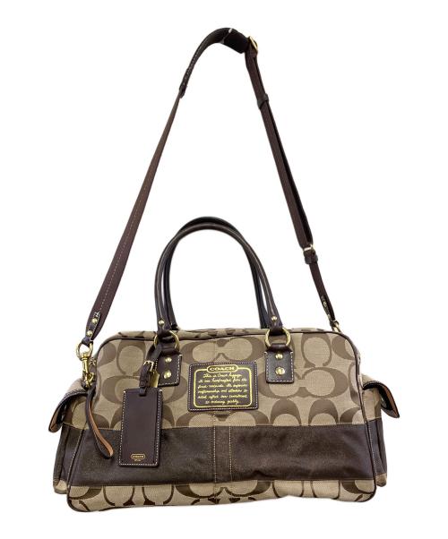COACH（コーチ）COACH (コーチ) 2WAYボストンバッグ ベージュ×ブラウンの古着・服飾アイテム