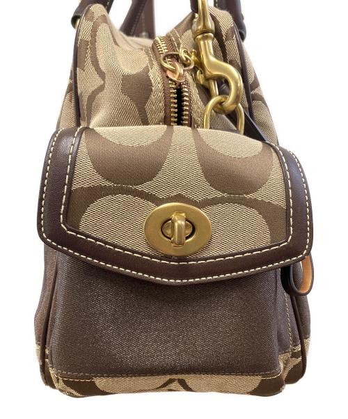 COACH（コーチ）COACH (コーチ) 2WAYボストンバッグ ベージュ×ブラウンの古着・服飾アイテム
