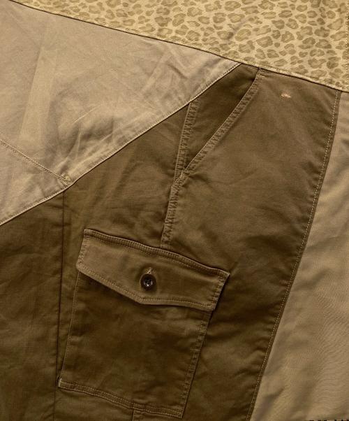 rebear by johnbull（リベアバイジョンブル）rebear by johnbull (リベアバイジョンブル) パッチワークノーカラージャケット ベージュ サイズ:Fの古着・服飾アイテム