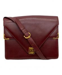 must de cartier（マストドゥカルティエ）の古着「レザーフラップショルダーバッグ」｜ワインレッド