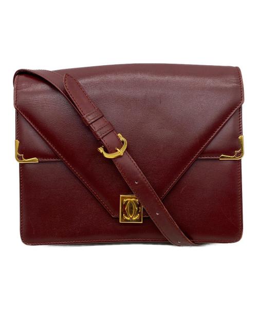 must de cartier（マストドゥカルティエ）must de cartier (マストドゥカルティエ) レザーフラップショルダーバッグ ワインレッドの古着・服飾アイテム