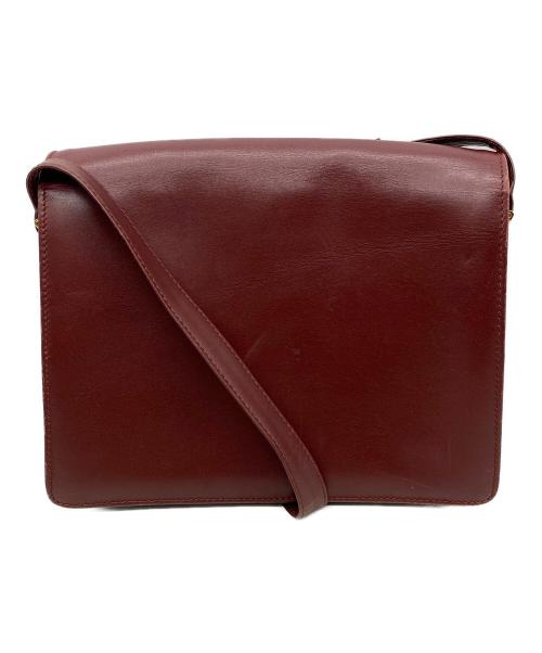 must de cartier（マストドゥカルティエ）must de cartier (マストドゥカルティエ) レザーフラップショルダーバッグ ワインレッドの古着・服飾アイテム