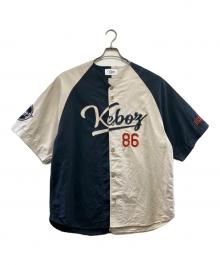 KEBOZ×FREAK'S STORE（ケボズ×フリークスストア）の古着「ゲームシャツ」｜ベージュ×ネイビー