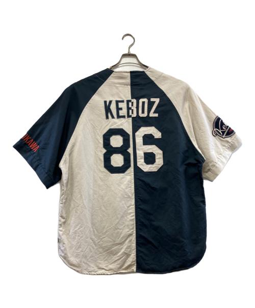 KEBOZ（ケボズ）KEBOZ (ケボズ) FREAK'S STORE (フリークスストア) ゲームシャツ ベージュ×ネイビー サイズ:XLの古着・服飾アイテム
