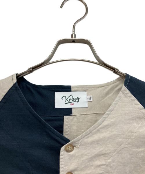 KEBOZ（ケボズ）KEBOZ (ケボズ) FREAK'S STORE (フリークスストア) ゲームシャツ ベージュ×ネイビー サイズ:XLの古着・服飾アイテム