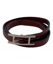 HERMES（エルメス）の古着「レザーブレスレット」｜レッド