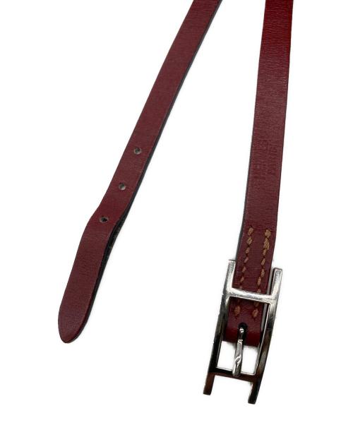 HERMES（エルメス）HERMES (エルメス) レザーブレスレット レッドの古着・服飾アイテム