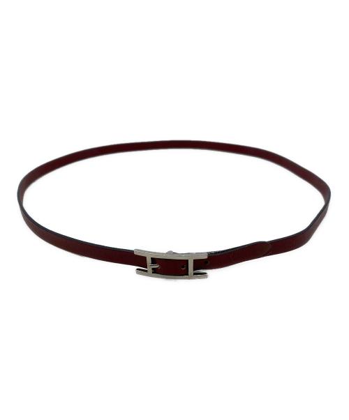 HERMES（エルメス）HERMES (エルメス) レザーブレスレット レッドの古着・服飾アイテム