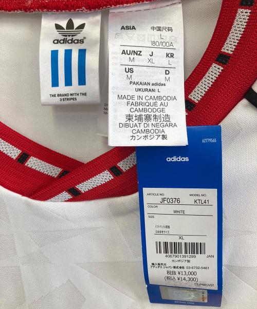 adidas（アディダス）adidas (アディダス) トレーニングウェア ホワイト×レッド サイズ:J XL 未使用品の古着・服飾アイテム