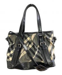 BURBERRY（バーバリー）の古着「ハンドバッグ」｜ブラック×グレー