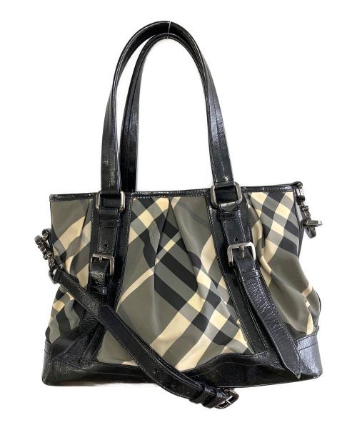 BURBERRY（バーバリー）BURBERRY (バーバリー) ハンドバッグ ブラック×グレーの古着・服飾アイテム