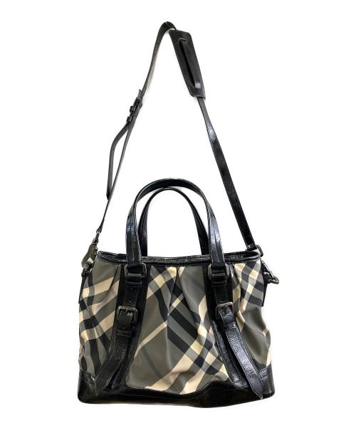 BURBERRY（バーバリー）BURBERRY (バーバリー) ハンドバッグ ブラック×グレーの古着・服飾アイテム