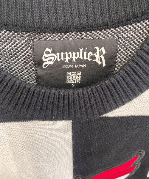 SUPPLIER（サプライヤー）SUPPLIER (サプライヤー) 厚手ニット ブラック×ホワイト サイズ:Sの古着・服飾アイテム