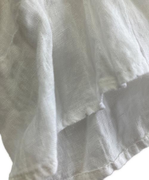 23区（ニジュウサンク）23区 (ニジュウサンク) LIBECO (リベコ) 半袖ブラウス ホワイト サイズ:38（9）の古着・服飾アイテム